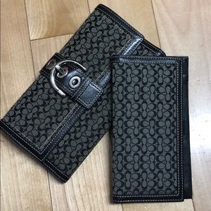 Coach leather wallet with check book insert